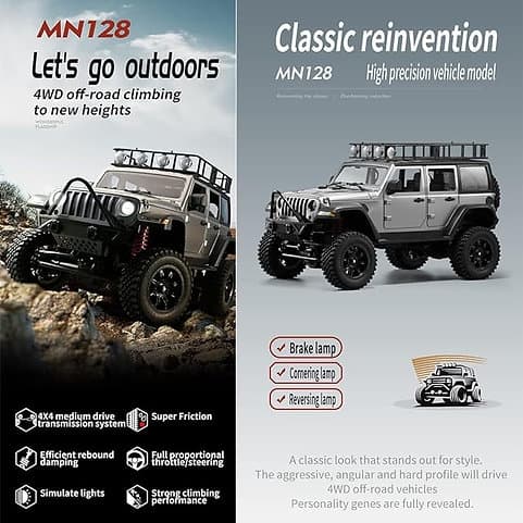 MNRC MN128 RTR 1/12 2.4G 4WD RC Crawler with LED Light 6