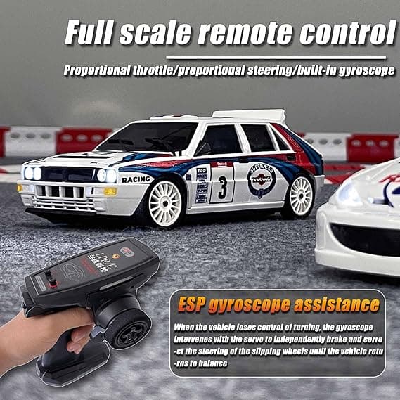 LDRC 2802PRO 1/28 Mini RC Drift Car GTR 2.4GHz 4WD RTR with Gyro and 4PCS Drift Tires Racing Radio Control Cars (White) 0