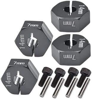RC Spare Parts Axial EXO Upgrade Parts Aluminum Hex Adapter (0.55 x 0.3 inches (14 x 7 mm) For Optional 14mm Hex Wheel Only - 4 Pcs Set Gray 0