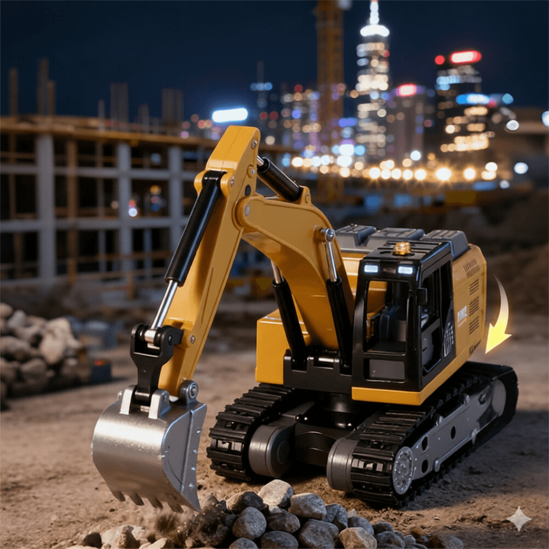 TRASPED HG4-413 1:64 Scale Mini RC Excavator | Alloy Bucket | 270° Rotation | App Control | Lights & Sound 1
