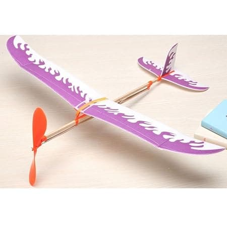 ATORSE DIY Assembly Airplane Aircraft Model Launched Powered by Rubber Band Red 0