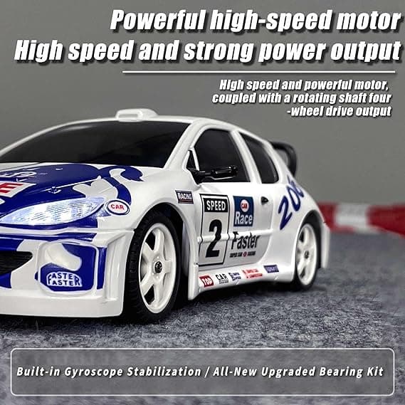 LDRC 2802PRO 1/28 Mini RC Drift Car GTR 2.4GHz 4WD RTR with Gyro and 4PCS Drift Tires Racing Radio Control Cars (White) 1