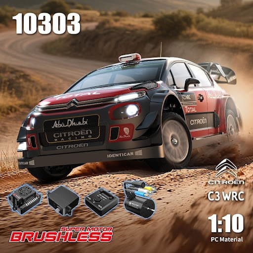 MJX Hyper Go 10303 Citroën C3 WRC 1:10 RC Rally Car | 3S Brushless | 7075 Aluminum Chassis | Gyro | Licensed Model (India) 3