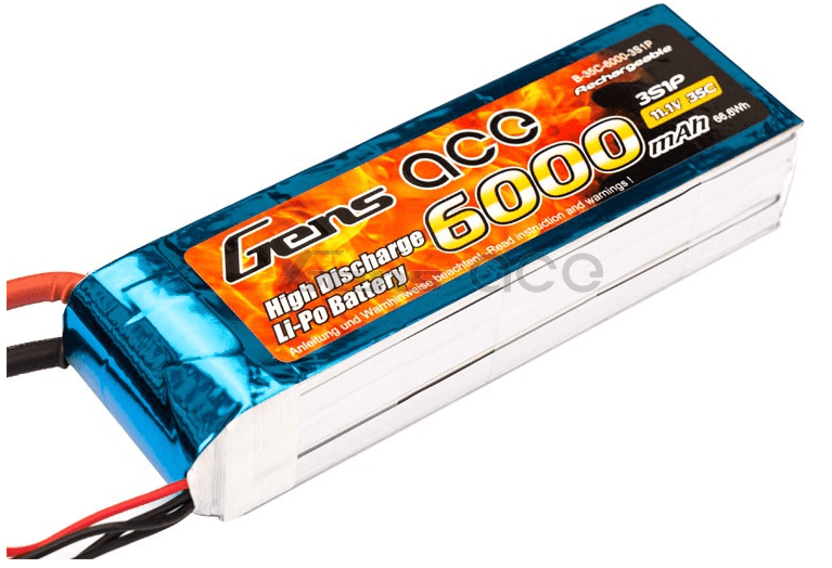 Gens ace 6000mAh 11.1V 35C 3S1P Lipo Battery 0
