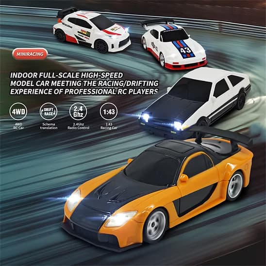 JIABAILE 4306 Gyro Mini Toys 4WD 1/43 RC Speed Car RTR 2.4G Radio Control Racing Drifting Car Four-wheel Drive 3