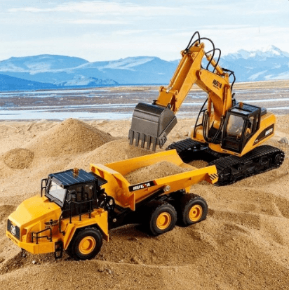 Huina 1553 Rc Excavator Huina 1/16 11CH 2.4G Electric Sound and Light Alloy Metal Dump Car RC Die-cast Truck Remote Control Toys 3