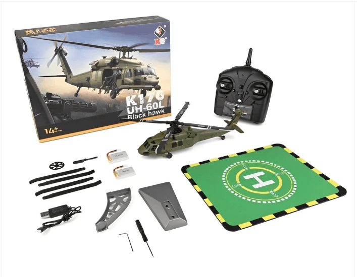 Wltoys K170 UH-60L 2.4GHz 4CH Brushless Military RC Helicopter RTF, 6-Axis Gyro 1