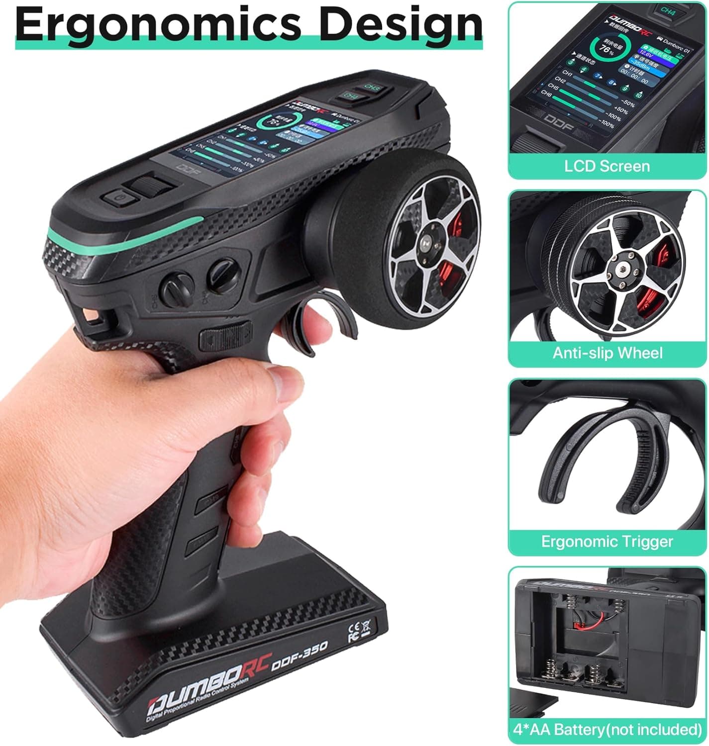 DDF-350 with X10F RC Radio Transmitter and Receiver 10 Channel HD Screen 10CH Remote Controller for RC Car Truck Crawler Boat Tank 3